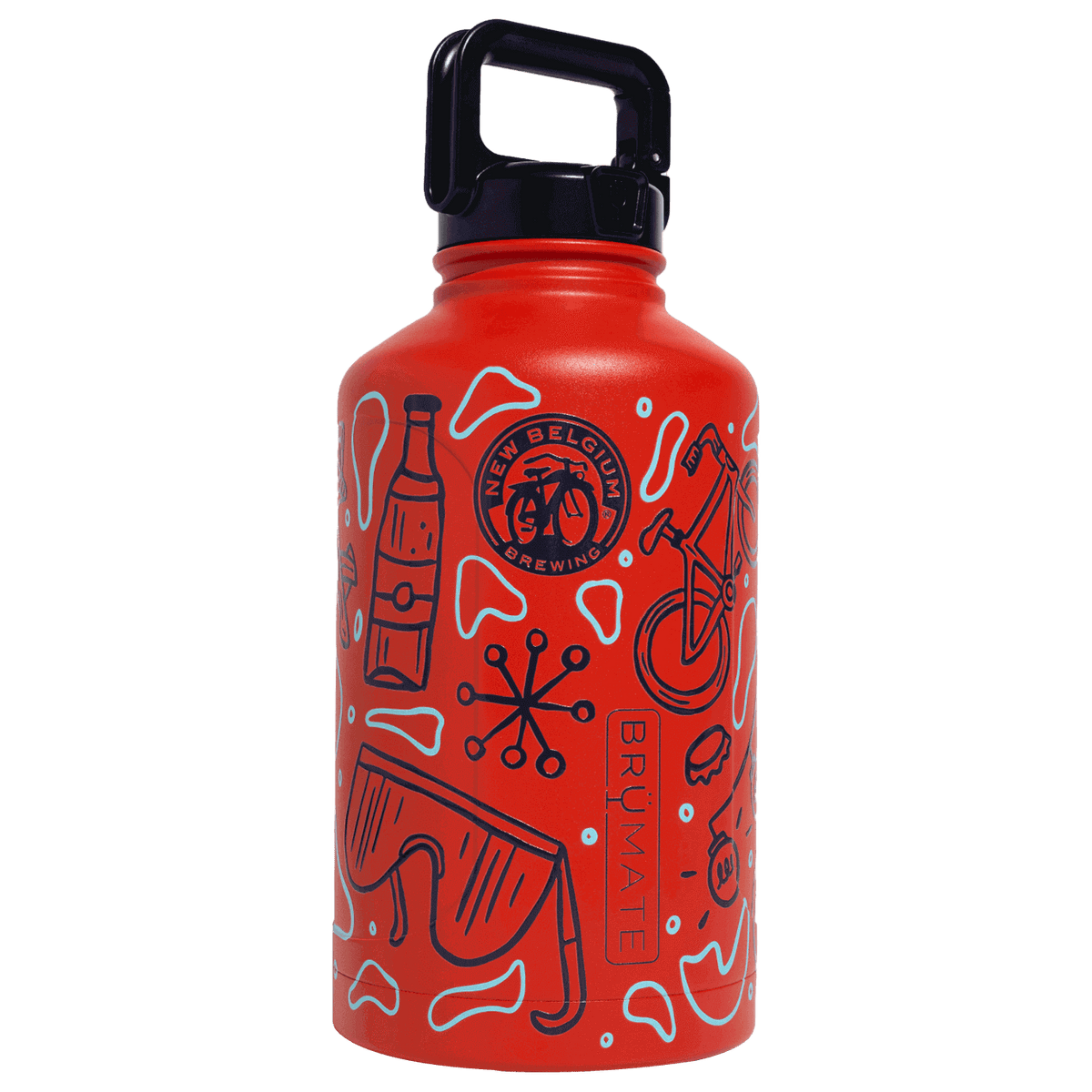 New Belgium Brumate 64 oz water bottle growler red with illustrations