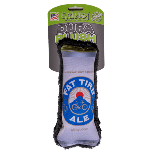 New Belgium Fat Tire Cycle Dog Shew Toy plush toy can front view