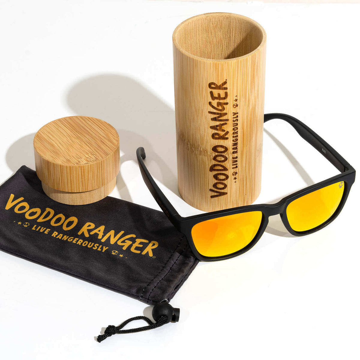 Voodoo Ranger Sunglasses new belgium with wooden gift box and carrying satchel