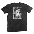 Stoned washed black t-shirt back view with the club voodoo logo that reads  Club Voodoo Rangerous for Eternity 