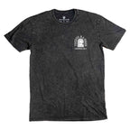 Stoned washed black t-shirt front view with the club voodoo logo on the top right that reads  Voodoo Ranger Members Only 