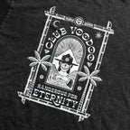 Close up of the logo on the back of the t-shirt that reads  Club Voodoo Rangerous for Eternity 