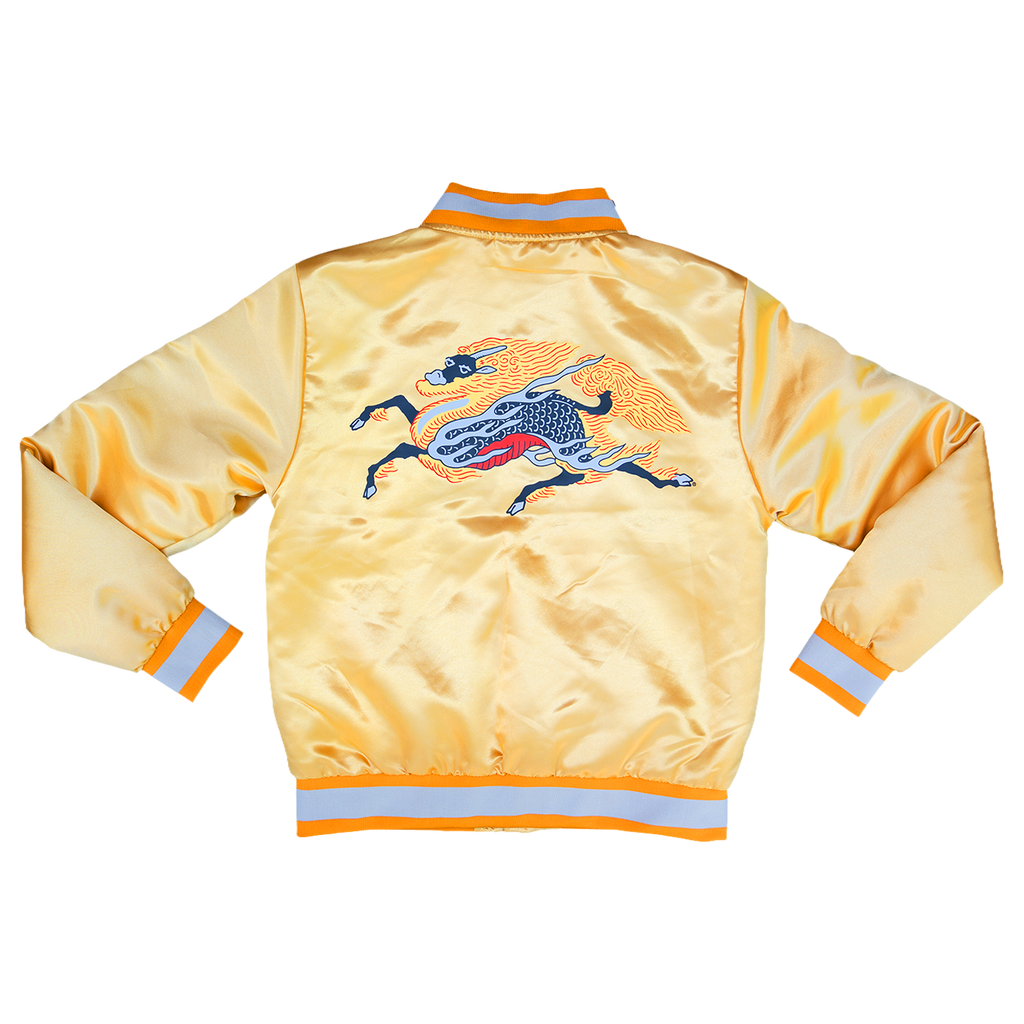 Kirin Gold Satin Bomber Jacket