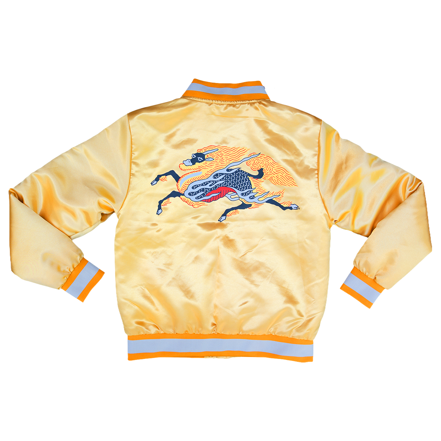 Kirin Gold Satin Bomber Jacket